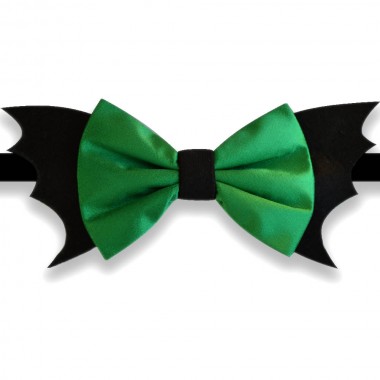  .Papion Halloween, negru si verde, model Aripi mari de liliac